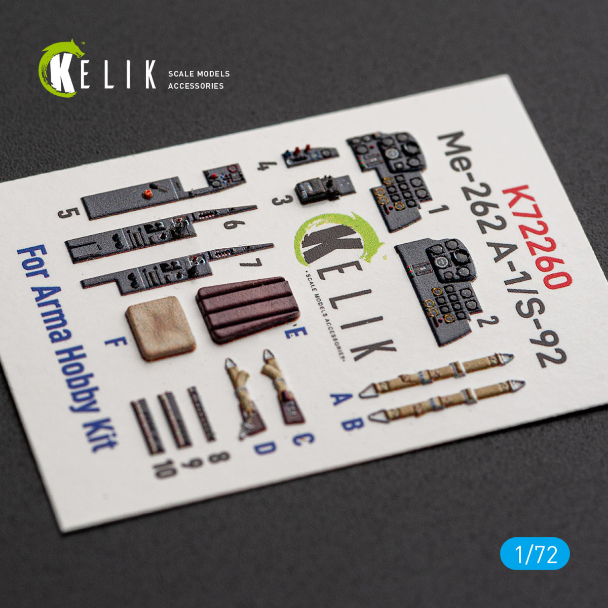 KELIK K72260 Messerschmitt Me-262 A-1 / S-92 - Interior 3D Decals (for Arma Hobby Kits) 1/72 – zdjęcie 4