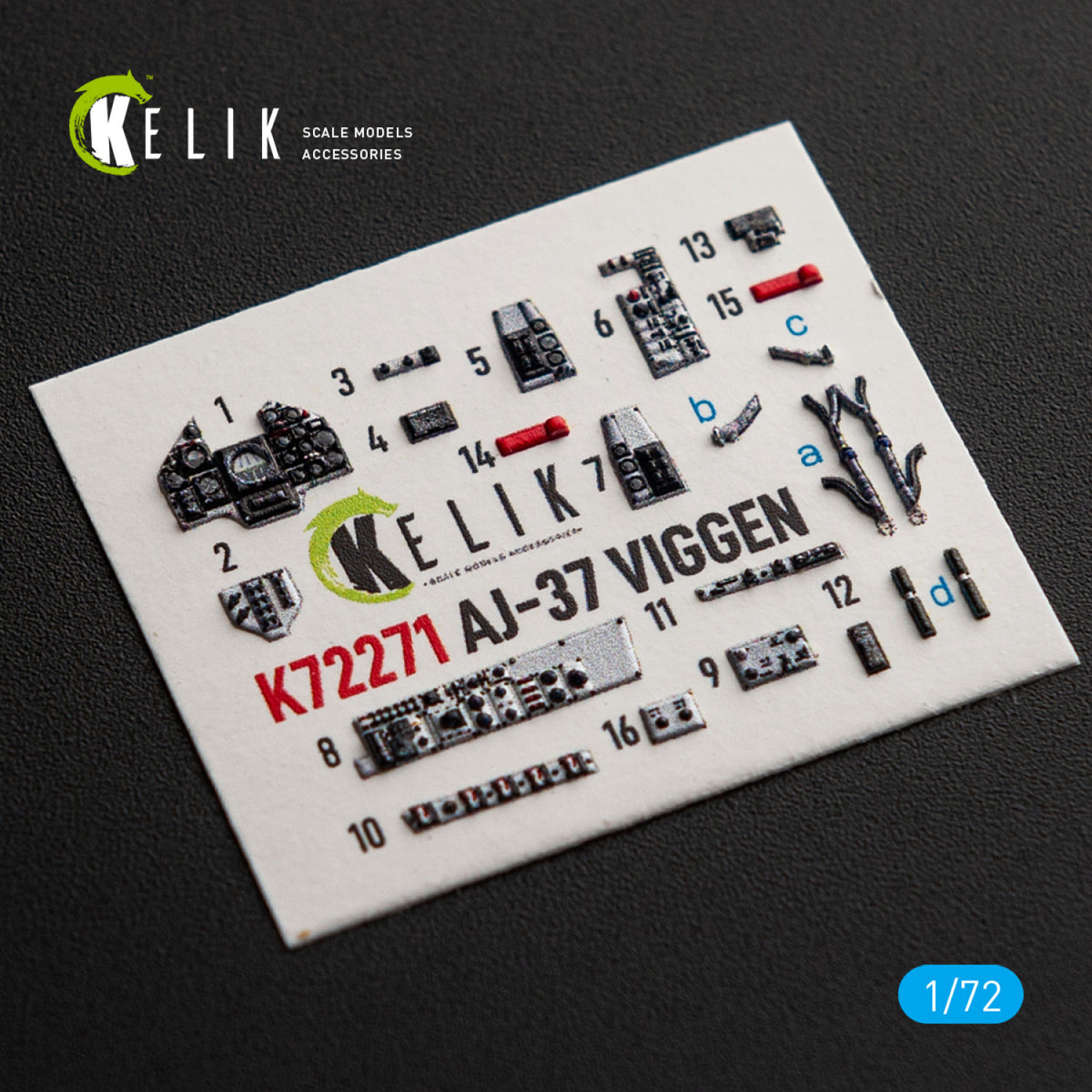 KELIK K72271 Saab AJ-37 Viggen - Interior 3D Decals (for Special Hobby Kits) 1/72 – immagine 4