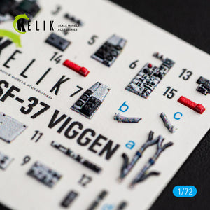 KELIK K72273 Saab SF-37 Viggen - Interior 3D Decals (for Special Hobby Kits) 1/72 – imagen 5