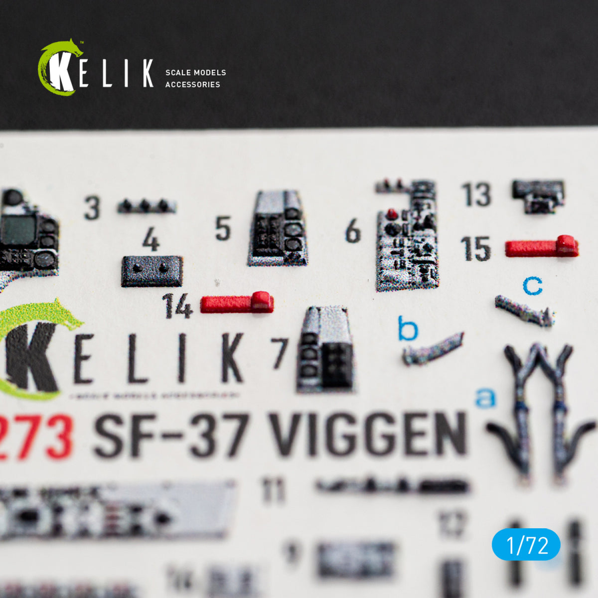 KELIK K72273 Saab SF-37 Viggen - Interior 3D Decals (for Special Hobby Kits) 1/72 – imagen 2