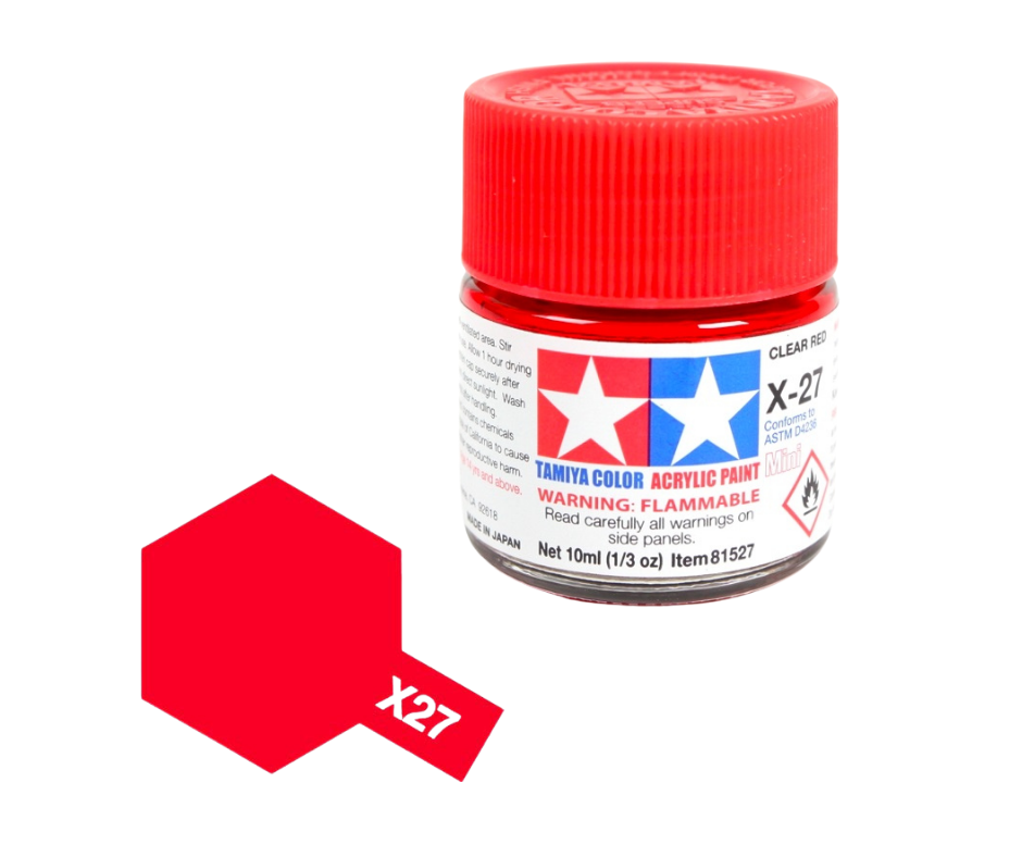 Peinture acrylique Tamiya X27 Rouge Transparent (81527) 10 ml