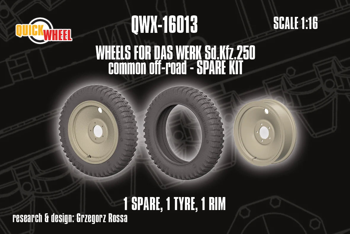 Quick Wheel QWX-16013 Sd.Kfz. 250 Common Off-Road Spare Kit (for Das Werk Kits) 1/16