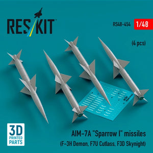 RESKIT RS48-0454 AIM-7A &amp;quot;Sparrow I&amp;quot; missiles (4 pcs) (3D Printed) 1/48