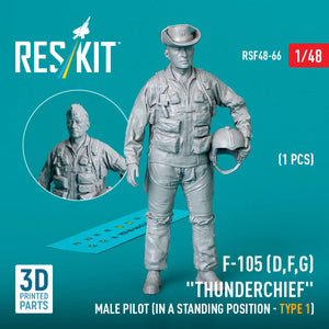 RESKIT RSF48-0066 F-105 (D,F,G) &amp;quot;Thunderchief&amp;quot; male pilot (in a standing position - type 1) (1 pcs) (3D Printed) 1/48