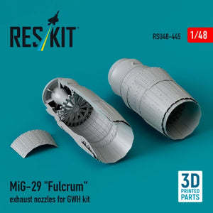 RESKIT RSU48-0445 Tuyères d&amp;#39;échappement MiG-29 « Fulcrum » pour kit GWH (impression 3D) 1/48