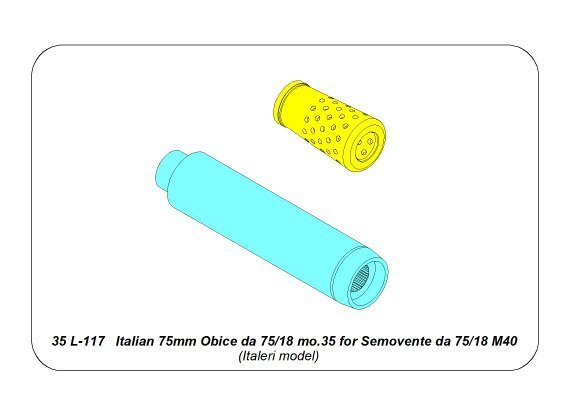 Aber 35L-117 Barrel for Italian 75mm Ansaldo L/18 gun for Semovente da 75/18 M40 1/35 – immagine 5