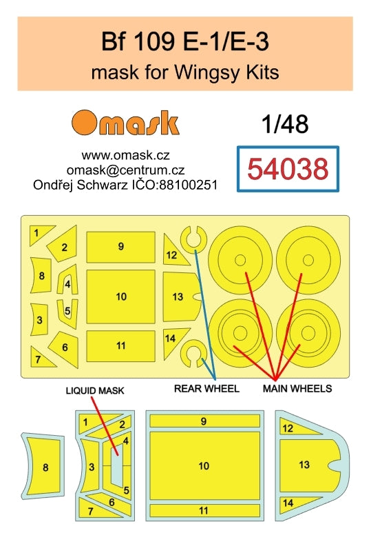 Omask 54038 Bf 109 E-1 / E-3 mask (for Wingsy Kits) 1/48 – Bild 2