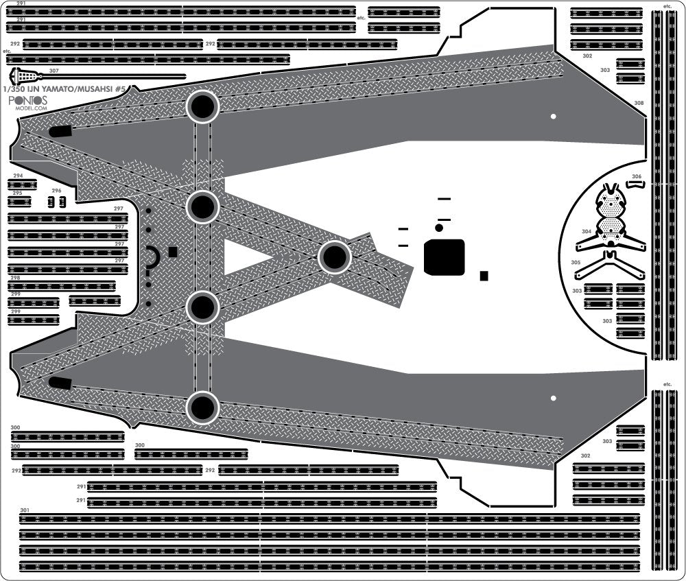 Pontos 37025FN IJN Musashi 1944 Detail up set Advanced Hinoki Tone Deck 1/350 – Bild 14