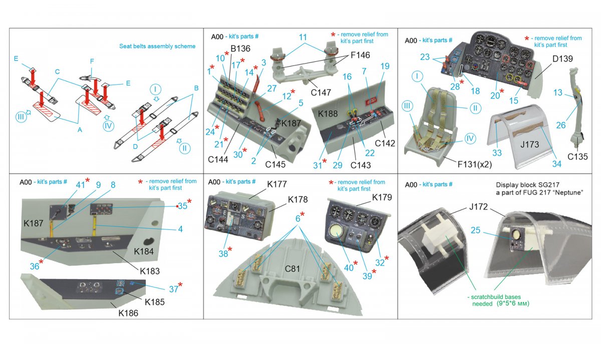 Quinta Studio QD32074 Me 262B1a/U-1 3D-Printed &amp;amp; coloured Interior on decal paper (Revell) 1/32 – zdjęcie 2