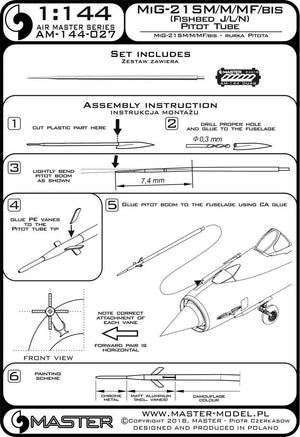 Master AM-144-027 MiG-21 SM/M/MF/bis (Fishbed) - Rurka Pitota 1/144 – imagen 3