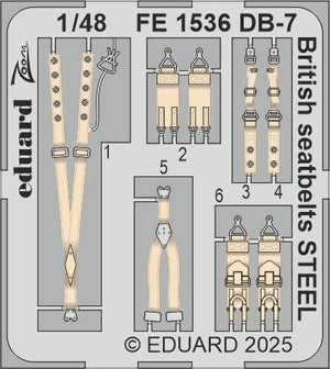 Eduard FE1536 DB-7 Boston III British seatbelts STEEL HONG KONG MODELS 1/48
