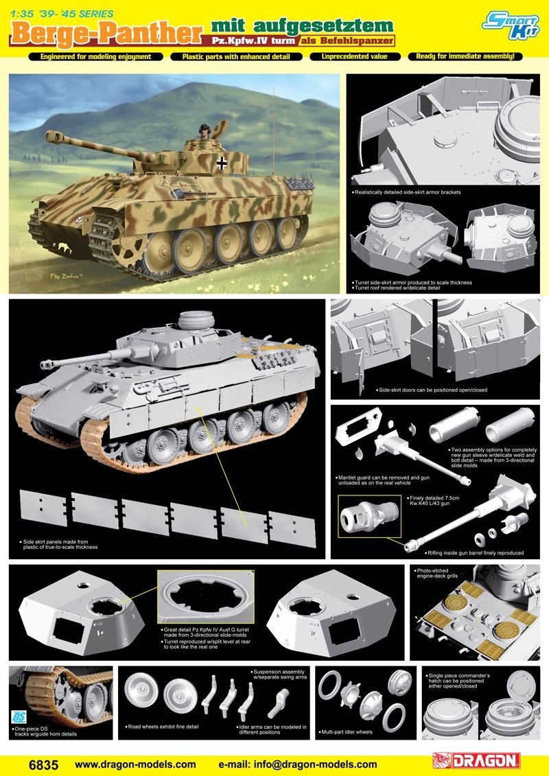 Dragon 6835 Bergepanther mit Aufgesetztem Pz.Kpfw.IV Turm Als Befeh 1/35 – zdjęcie 5