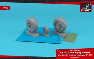 Armory Models AW48343 B-17B/C/D/E/F Flying Fortress wheels w/ weighted tyres type “b” (FS) &amp;amp; PE hubcaps 1/48
