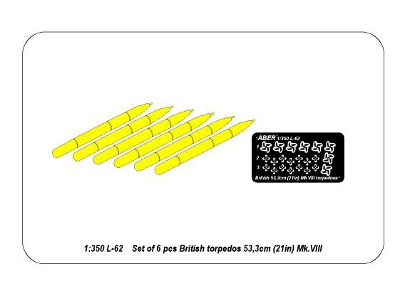 Aber 350L-62 Ensemble de 6 torpilles britanniques 53,3 cm MK.VIII (1/350)  – image 4