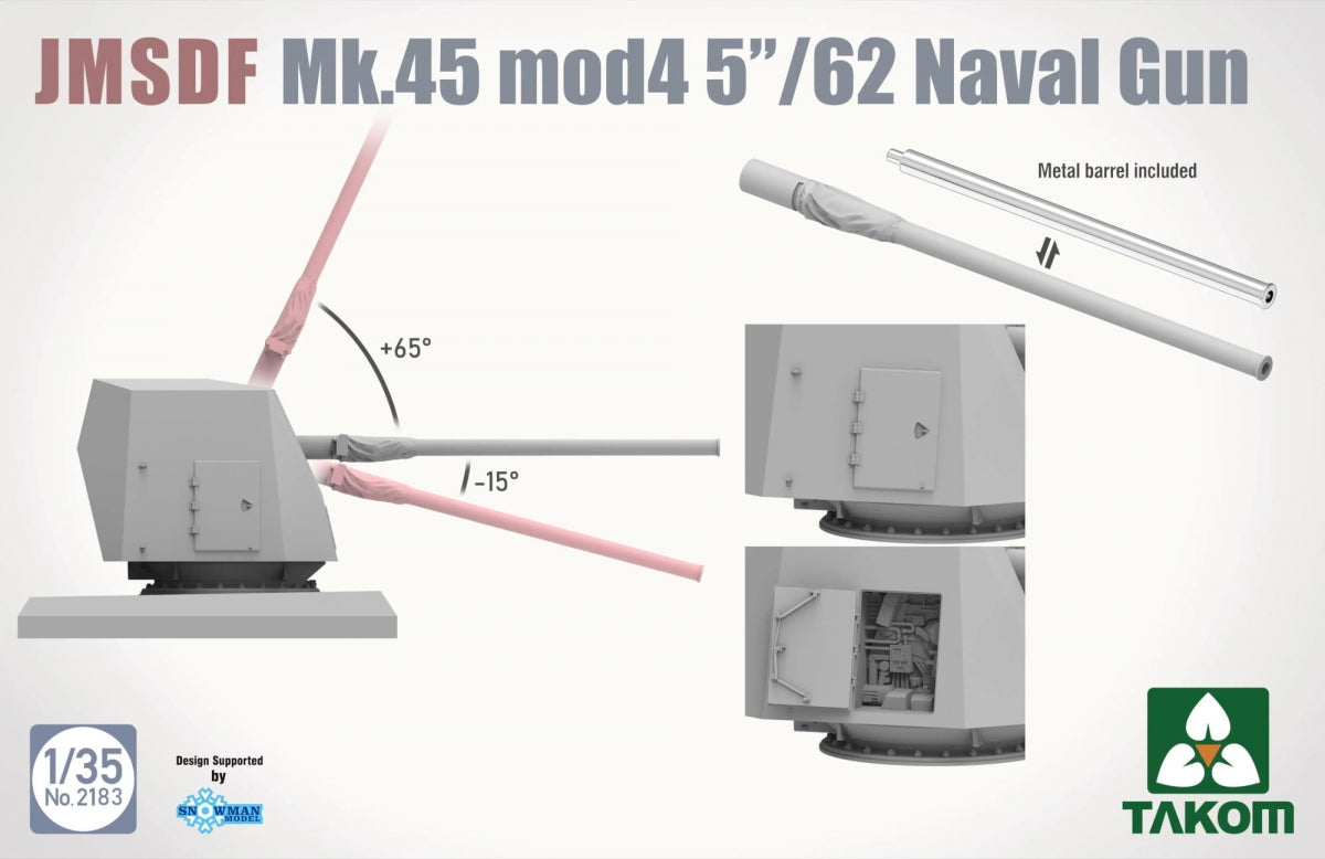 Takom 2183 JMSDF Mk.45 Mod 4 5&amp;quot;/62 Naval Gun 1/35 – immagine 3