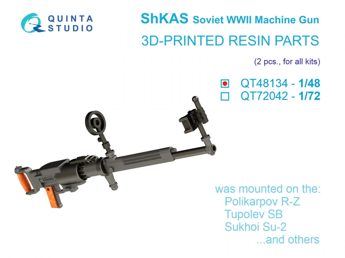 Quinta Studio QT48134 ShKAS Machine Gun (Soviet, WWII), 2 pcs (for all kits) 1/48