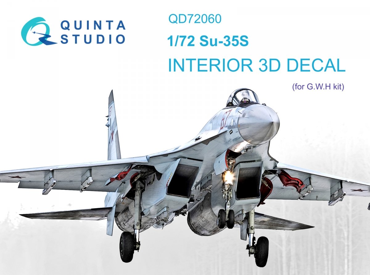 Quinta Studio QD72060 Su-35S 3D-Printed &amp;amp; coloured Interior on decal paper (GWH) 1/72