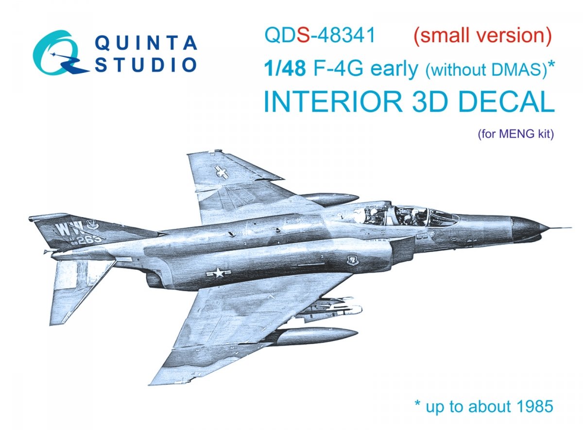 Quinta Studio QDS-48341 F-4G early 3D-Printed &amp; colored Interior on decal paper (Meng) (Small version) 1/48