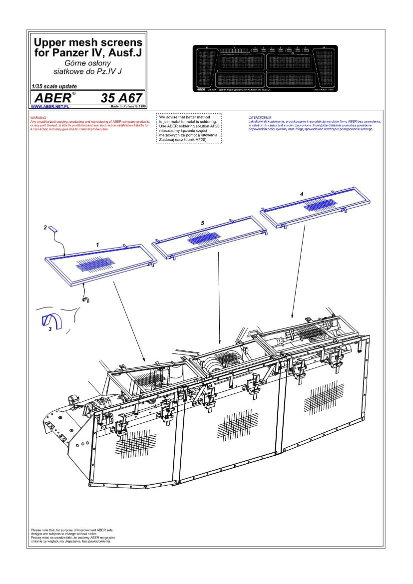 Aber 35A067 Górne osłony do Panzer IV, Ausf.J 1/35 – imagen 4