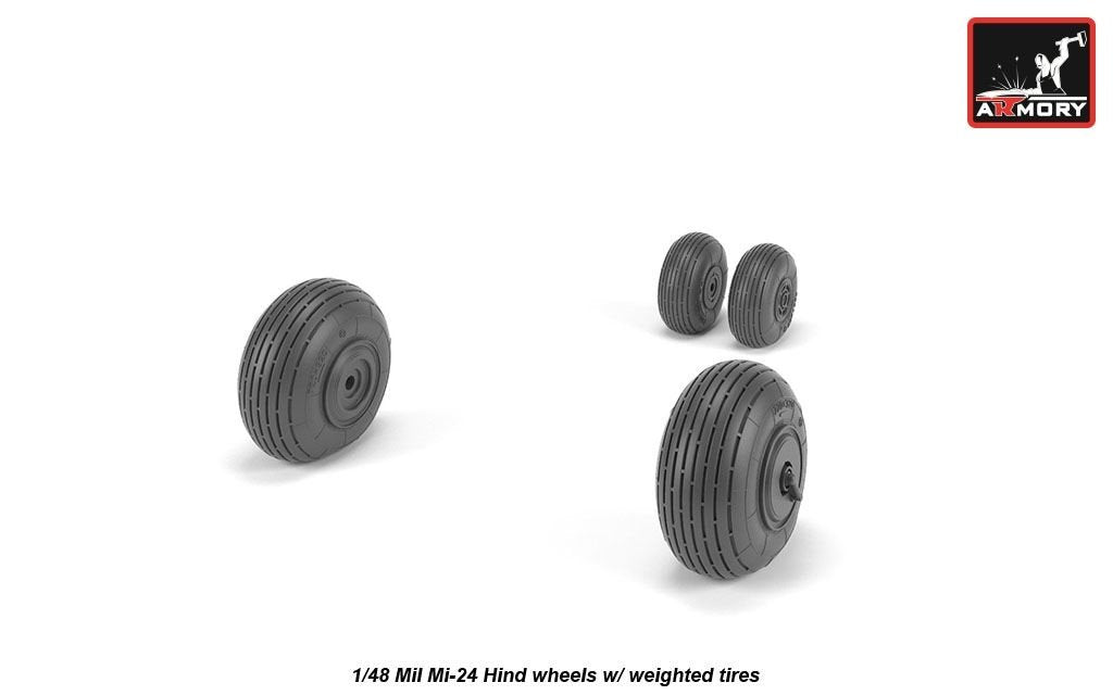 Armory Models AW48031 Mil Mi-24 Hind wheels w/ weighted tires 1/48 – imagen 4