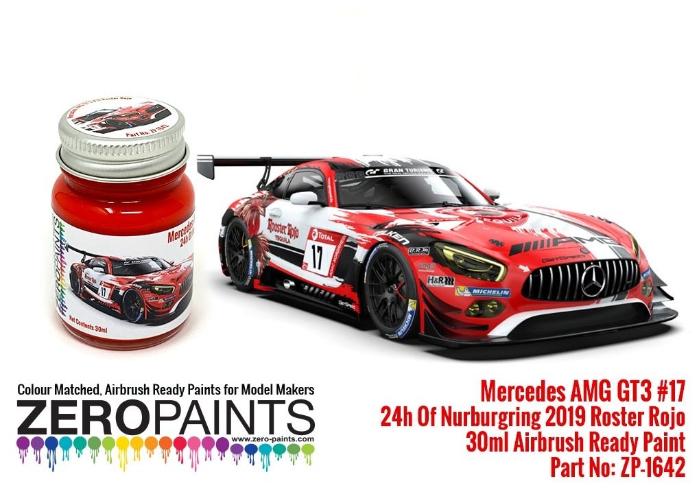 Peinture rouge Zero Paints ZP-1642 Mercedes AMG GT3 17 ADAC Total 24h du Nürburgring 2019, 30 ml