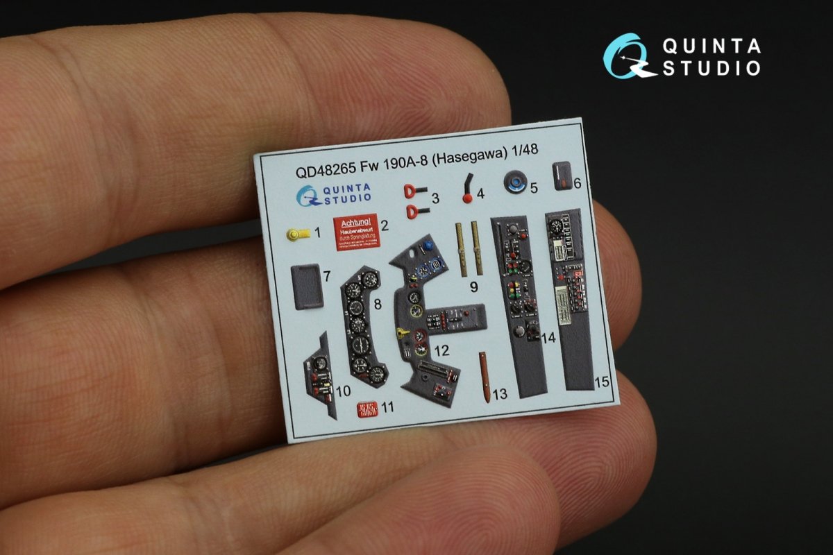 Quinta Studio QD48265 Fw 190A-8 3D-Printed &amp;amp; coloured Interior on decal paper ( Hasegawa ) 1/48 – imagen 10
