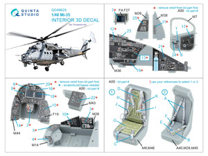 Quinta Studio QD48629 Mi-35 3D-Printed &amp; coloured Interior on decal paper (Trumpeter) 1/48