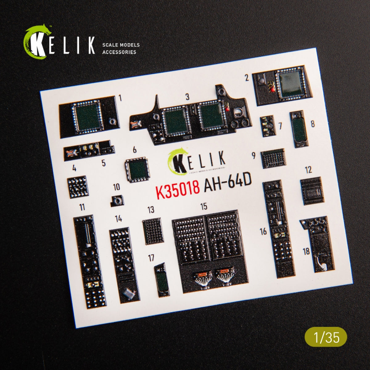 KELIK K35018 AH-64D APACHE INTERIOR 3D DECALS FOR TAKOM KIT 1/35 – zdjęcie 2