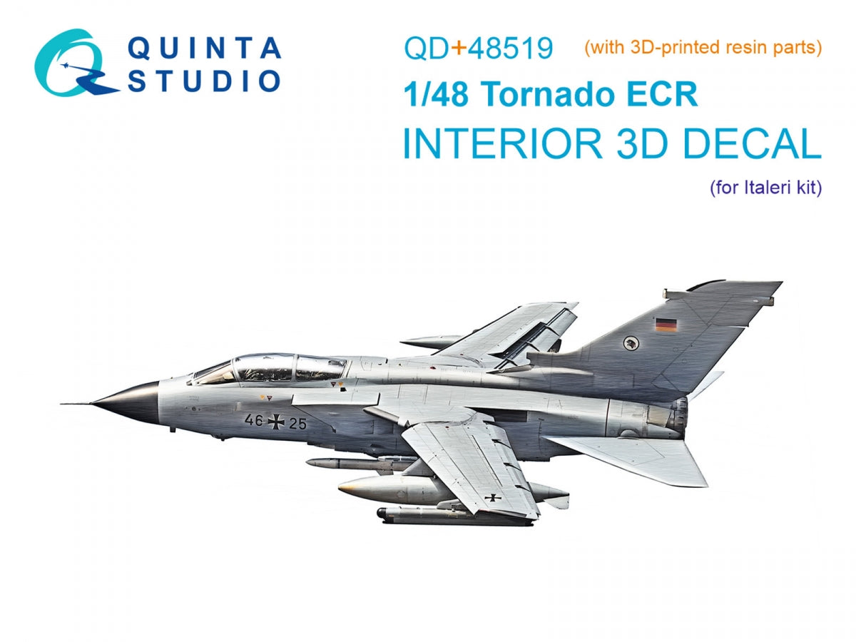 Quinta Studio QD+48519 Tornado ECR 3D-Printed coloured Interior on decal paper (Italeri) (with 3D-printed resin parts) 1/48