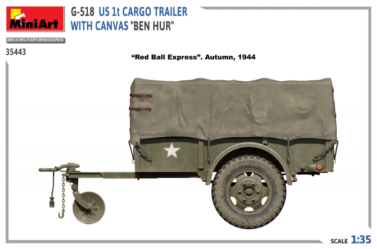 MiniArt 35443 G-518 US 1t CARGO TRAILER WITH CANVAS BEN HUR 1/35 – Bild 5