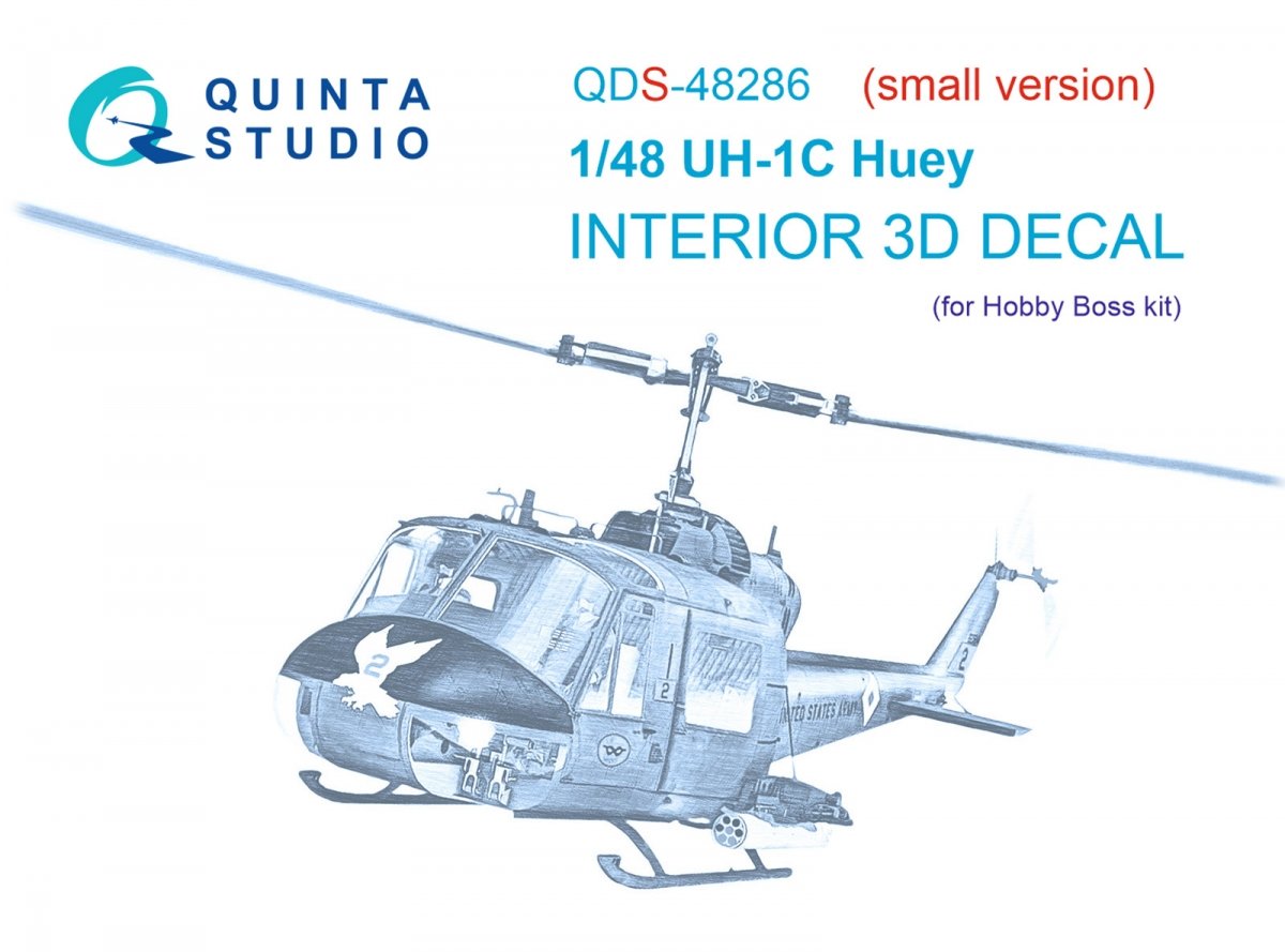Quinta Studio QDS-48286 UH-1C 3D-Printed &amp;amp; coloured Interior on decal paper (HobbyBoss)(Small version) 1/48