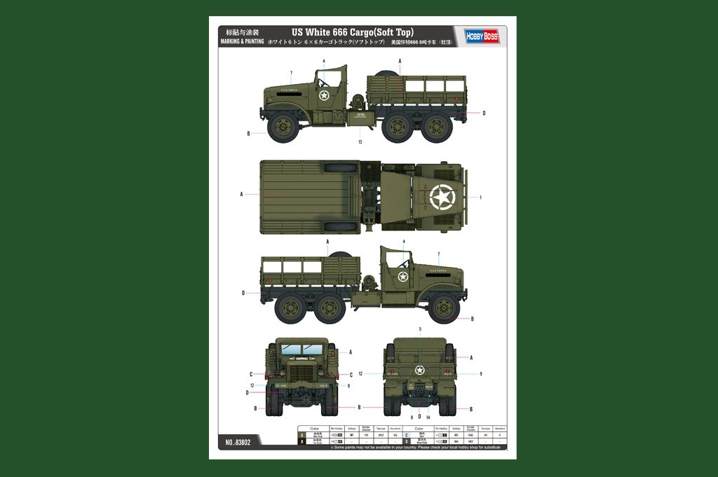 Hobby Boss 83802 US White 666 Cargo Soft Top 1/35 – immagine 2