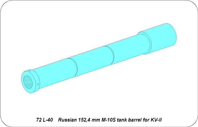 Aber 72L-40 Lufa 152,4 mm M-10S do czołgu KW-II / Russian 152,4 mm M-10S tank barrel for KV-II 1/72 – zdjęcie 7