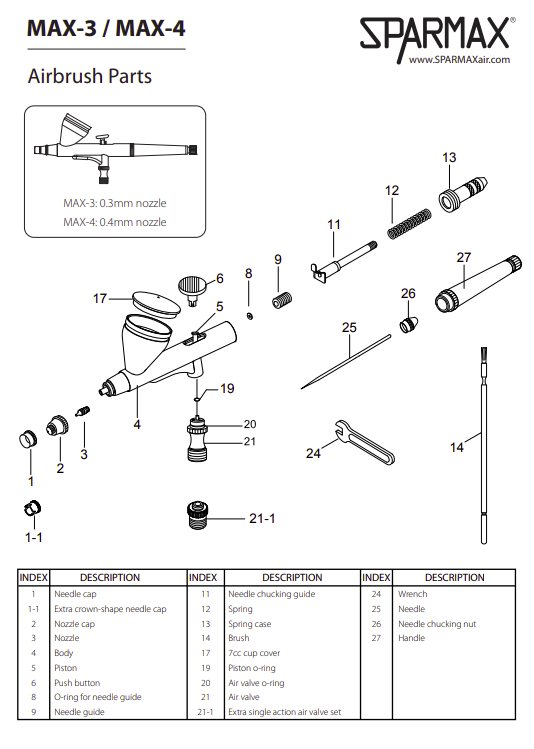 Sparmax MAX-4 Airbrush - Nozzle 0.4 mm – image 2