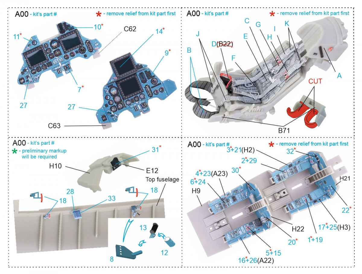 Quinta Studio QD48212 Su-30MKK 3D-Printed &amp;amp; colored Interior on decal paper (KittyHawk) 1/48 – image 2