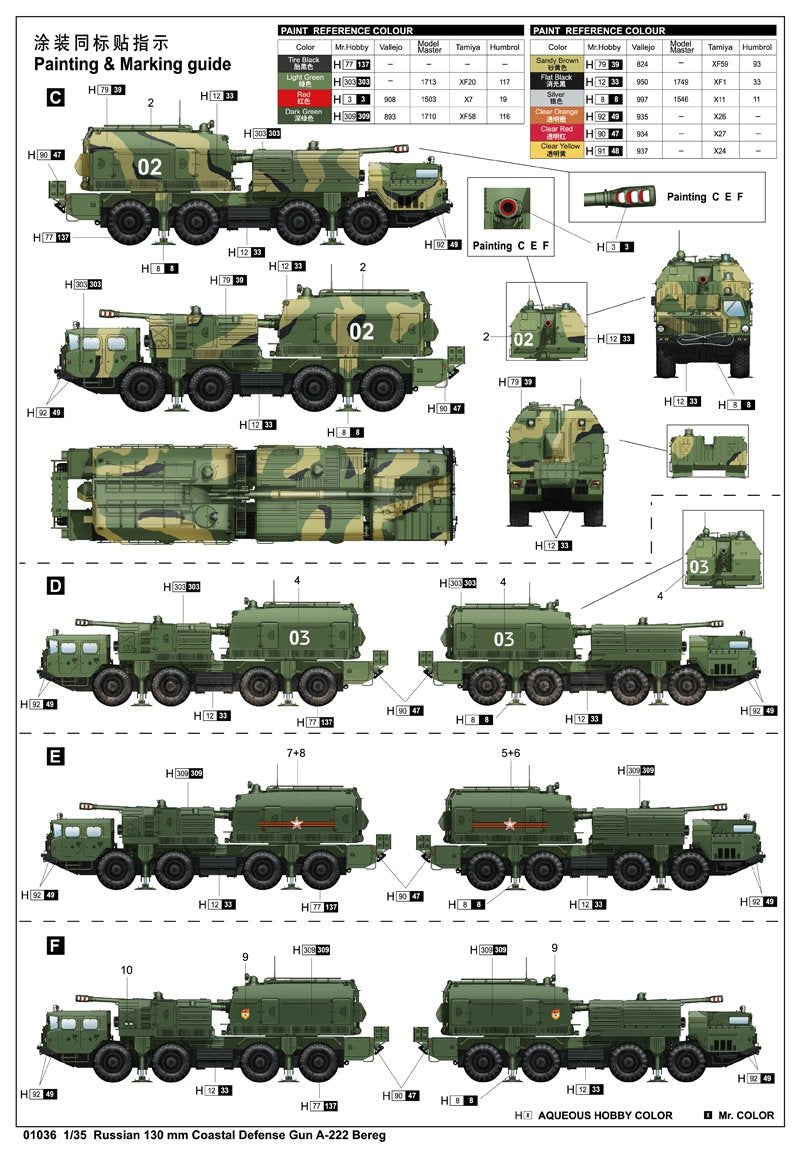 Trumpeter 01036 Russian 130mm Coastal Defense Gun A-222 Bereg 1/35 – zdjęcie 2