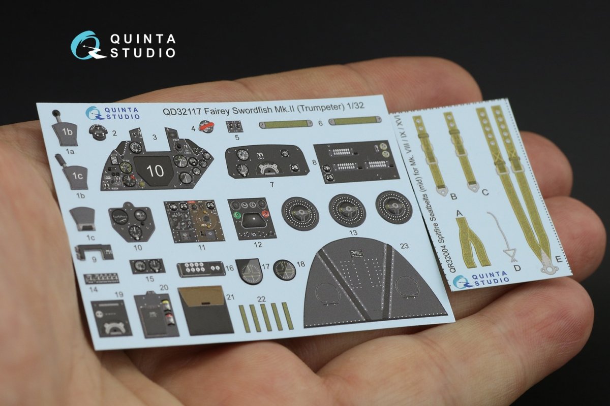 Quinta Studio QD32117 Fairey Swordfish Mk.II 3D-Printed &amp;amp; coloured Interior on decal paper (Trumpeter) 1/32 – imagen 7