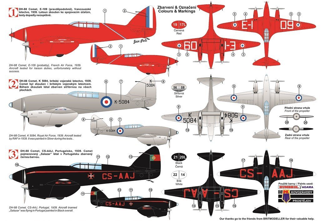 Kozavody Prostejov KPM0101 DH-88 Comet in RAF and Foreign Service 1/72 – Bild 2