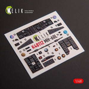 KELIK K48112 MH-60L Black Hawk - interior 3D decals for ICM kit 1/48 – immagine 3