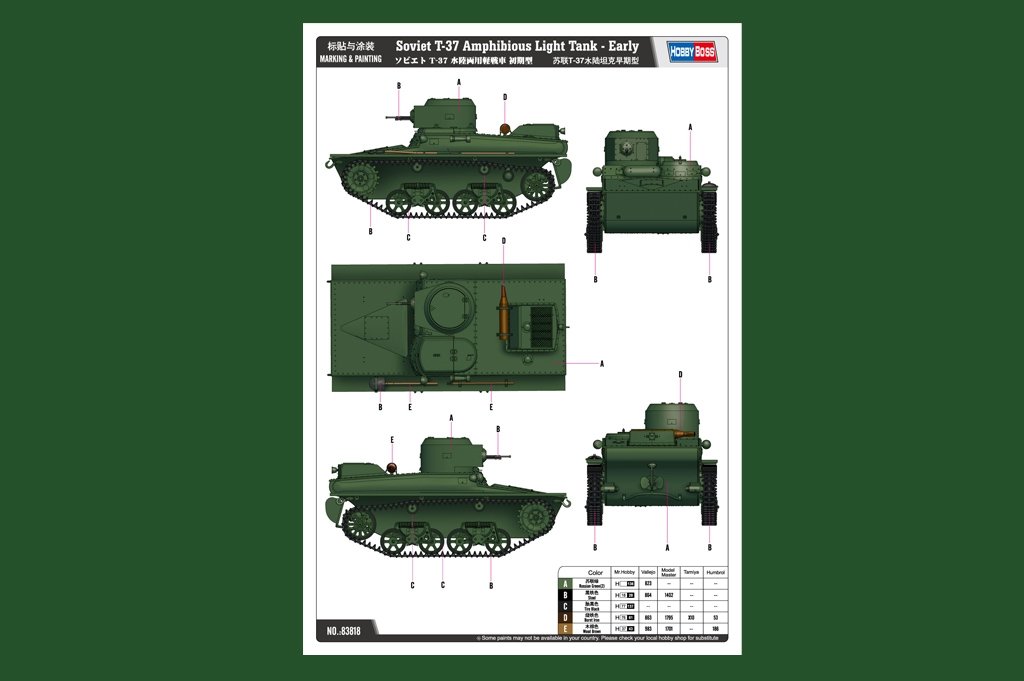 Hobby Boss 83818 Soviet T-37 Amphibious Light Tank Early 1/35 – zdjęcie 2