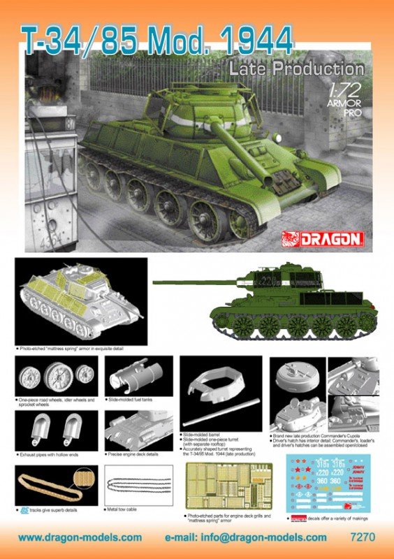 Dragon 7270 T-34/85 ,mod.1944 late 1/72 – Bild 2