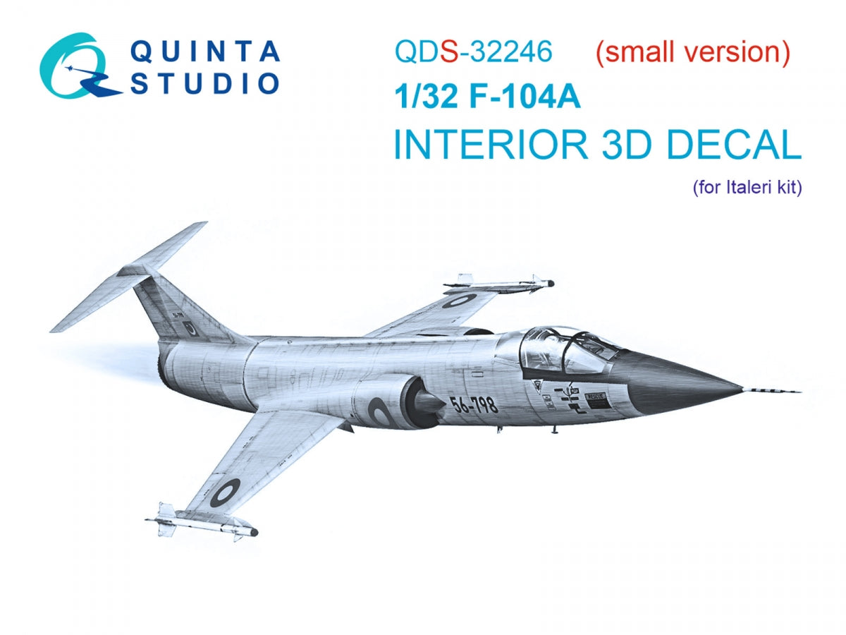 Quinta Studio QDS-32246 F-104A 3D-Printed &amp;amp; colored Interior on decal paper (Italeri) (Small version) 1/32