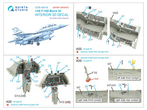 Quinta Studio QDS-48418 F-16D block 30 3D-Printed &amp;amp; coloured Interior on decal paper (Kinetic 2022 tool) (Small version) 1/48 – Bild 2