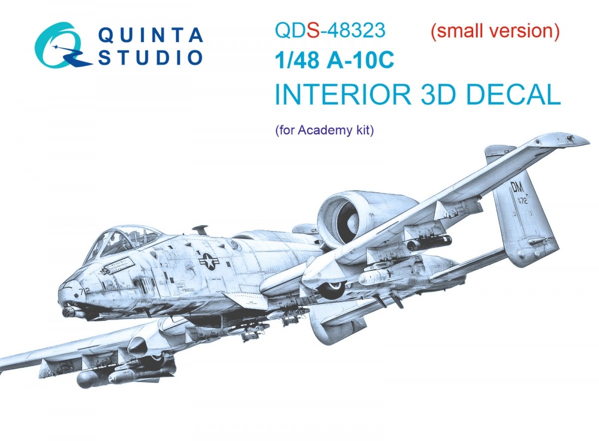 Quinta Studio QDS-48323 A-10C 3D-Printed &amp; colored Interior on decal paper (Academy) (Small version) 1/48
