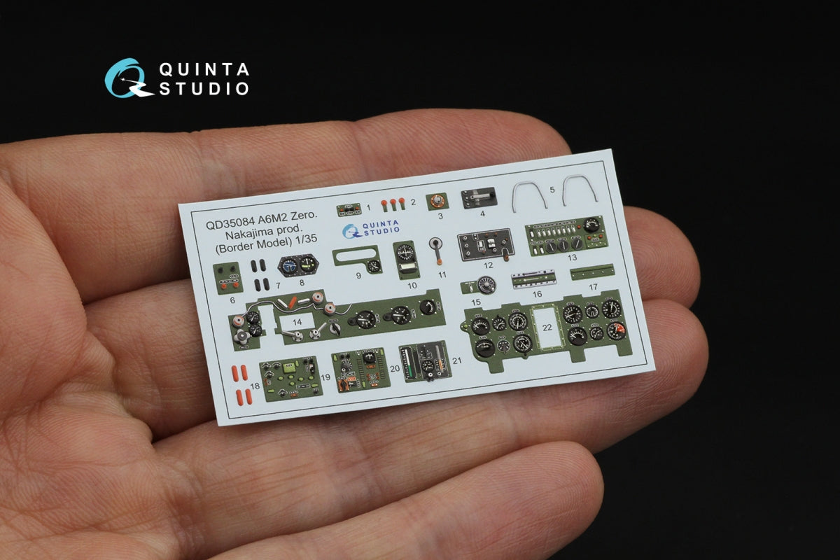 Quinta Studio QD35084 A6M2 Zero (Nakajima Prod.) 3D-Printed &amp;amp; coloured Interior on decal paper (Border Model) 1/35 – Bild 3