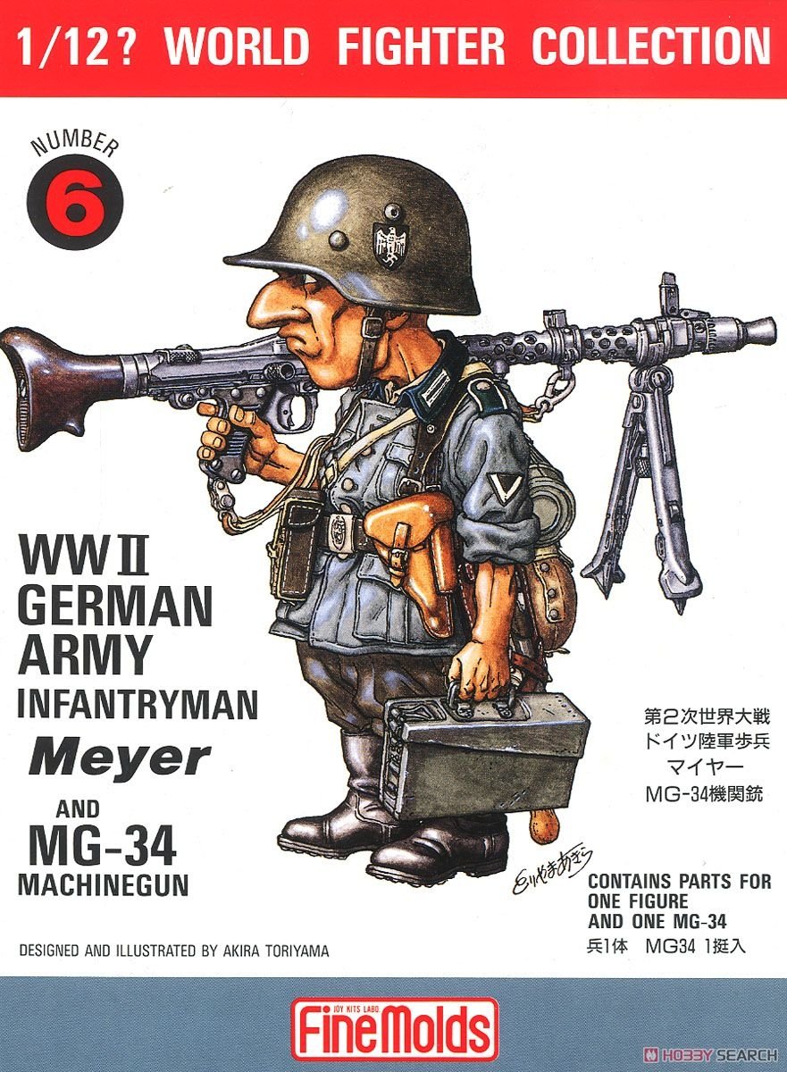 FineMolds FT6 WWII German Infantry Man &amp; MG34 1/12