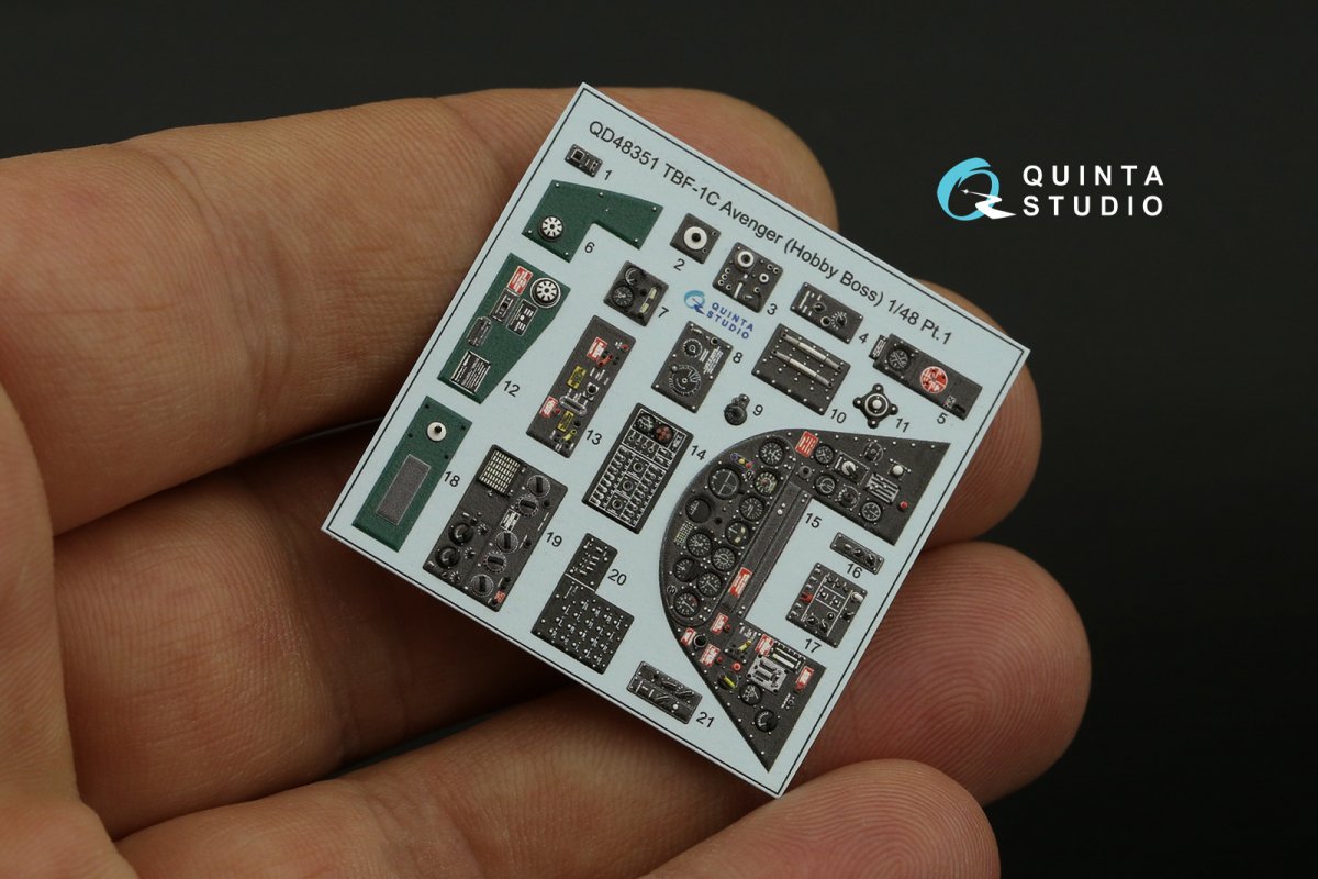 Quinta Studio QD48351 TBF-1C 3D-Printed &amp;amp; coloured Interior on decal paper (Hobby Boss) 1/48 – Bild 3