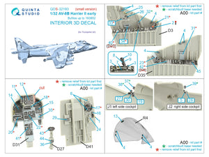 Quinta Studio QDS-32193 AV-8B Harrier II early 3D-Printed &amp;amp; colored Interior on decal paper (Trumpeter) (small) 1/32 – image 2