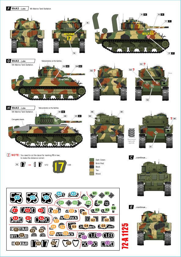 Star Decals 72-A1125 GUERRES DU PACIFIQUE AMÉRICAINES - IWO JIMA Chars Sherman USMC 1/72 – image 2