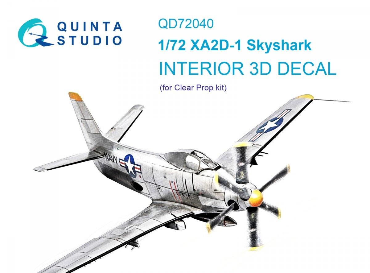 Quinta Studio QD72040 XA2D-1 3D-Printed &amp;amp; colored Interior on decal paper (Clear Prop) 1/72